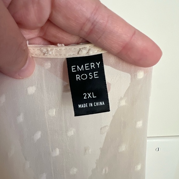 Emery Rose Sheer Pink and Cream Open Cardigan Textured Short Sleeves 2X - Picture 6 of 8